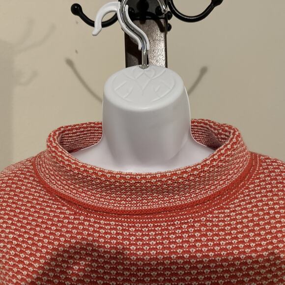 Boden Wool-Cotton Textured Cowl Neck Sweater - UK 12 / US 8 - Coral/White - Picture 3 of 8